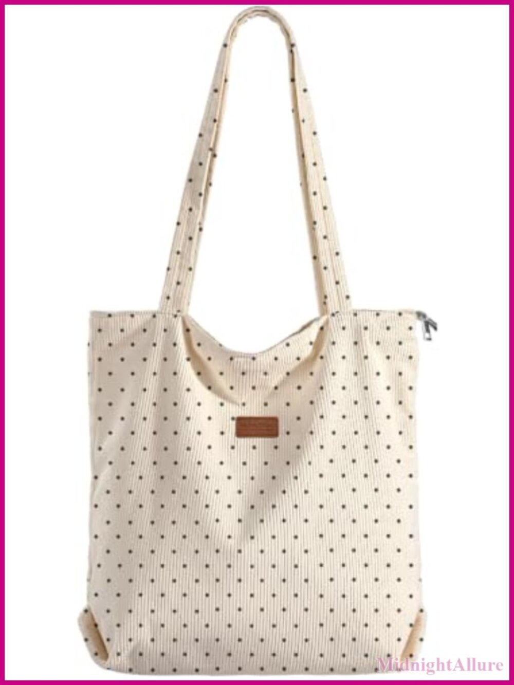 Corduroy Tote Bag with Zipper Large Capacity Shoulder Bag for Women